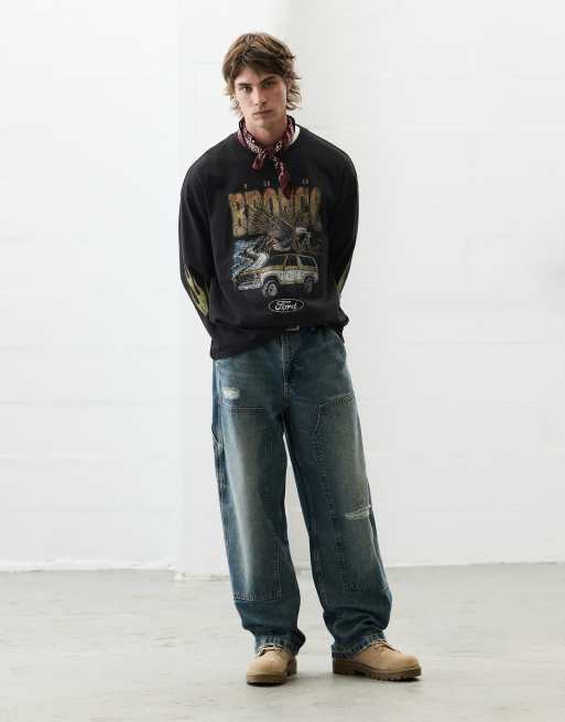 Pull&Bear Ford bronco T-shirt i mørk antracit, 4 af 6