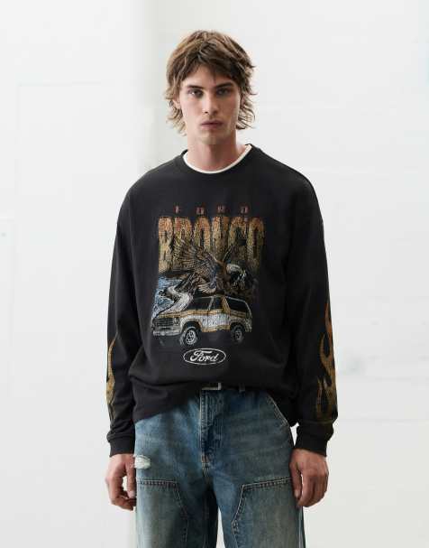 Pull&Bear Ford Bronco T-shirt in donker antraciet - view 1