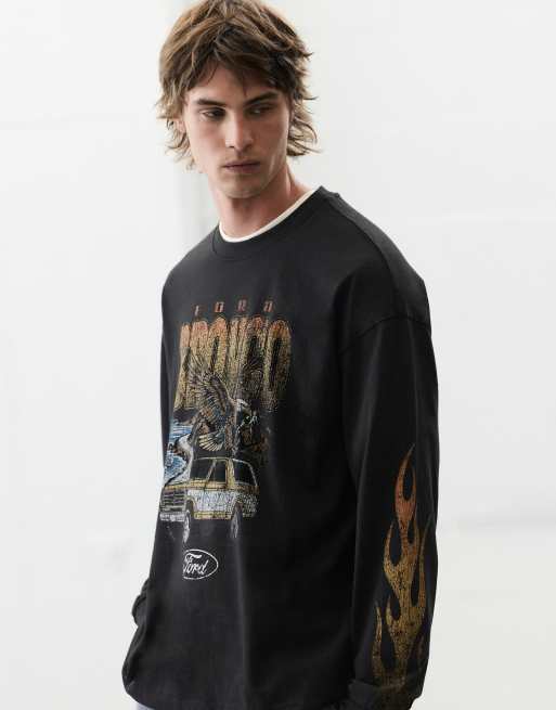 Pull&Bear Ford Bronco T-Shirt in Dunkelanthrazit, 3 von 6