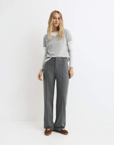 Pull&Bear Formal pants with seam detail in grey