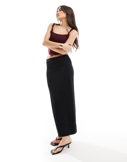 Pull&Bear – Formender Maxirock aus Polyamid in Schwarz
