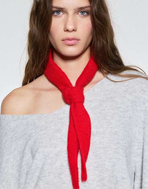 Pull&Bear - Foulard bandana en maille - Rouge