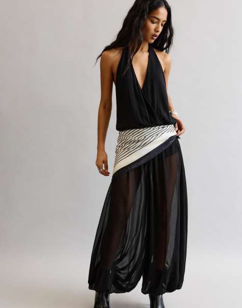 Pull&Bear - Foulard en satin rayé - Blanc - view 1