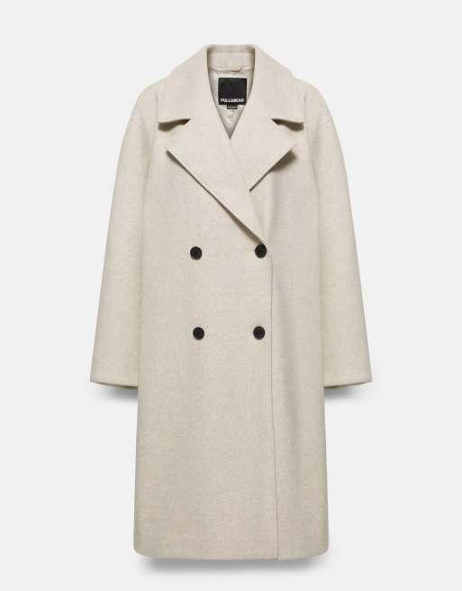 Pull&Bear frakke med dobbelt knaplukning i sand, 5 af 7