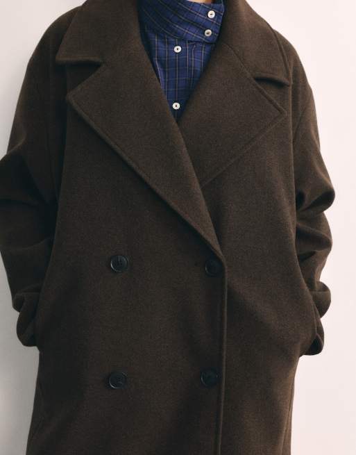 Pull&Bear frakke med dobbeltknaplukning i burgundy, 3 af 7