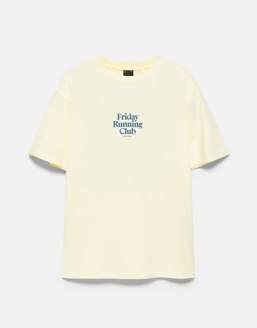 Pull&Bear Friday running club Grafik-T-Shirt in Gelb, 2 von 4
