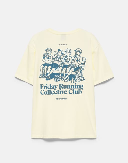 Pull&Bear Friday running club grafisk t-shirt i gult, 4 av 4