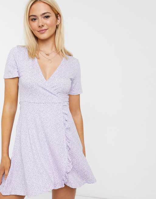 Lavender floral hot sale wrap dress