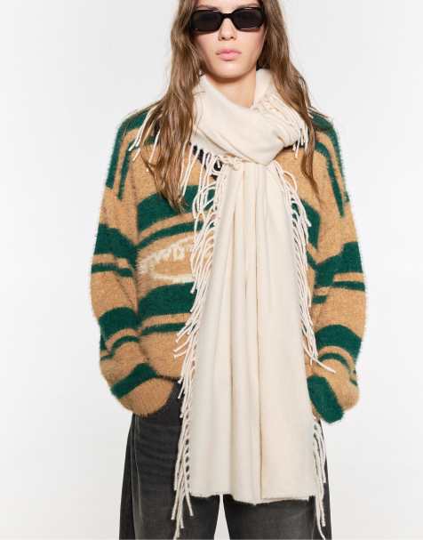 Pull&Bear Fringed scarf in beige - view 1