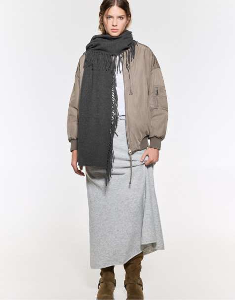 Pull&Bear Fringed scarf in grey - view 1