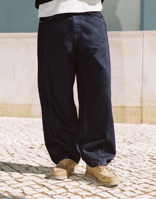 Pull&Bear barrel denim set in navy, 2 of 3