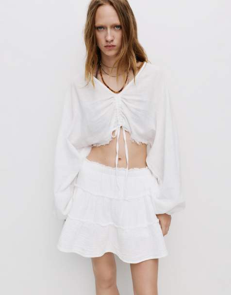 Pull&Bear Front tie blouse in white - view 1