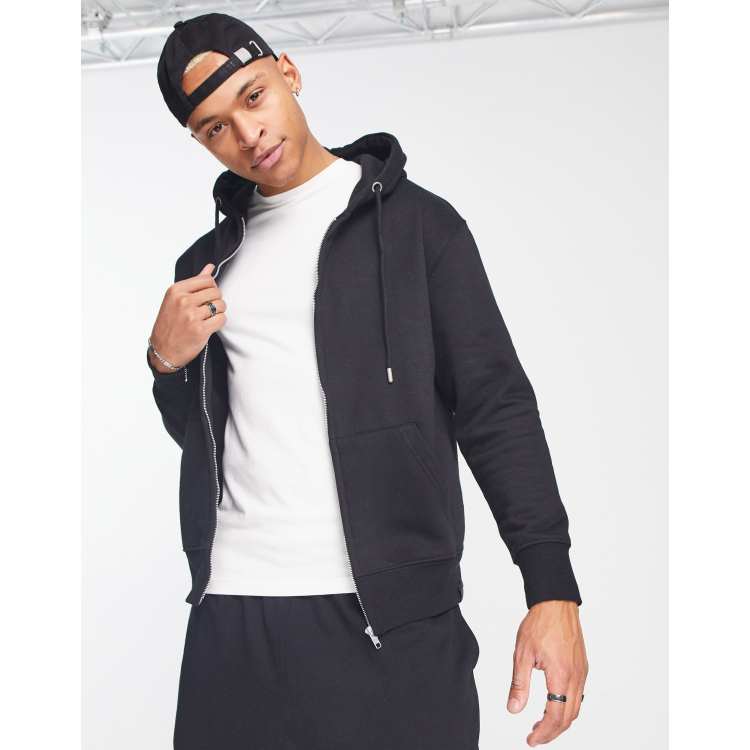 Pull Bear full zip hoodie in black