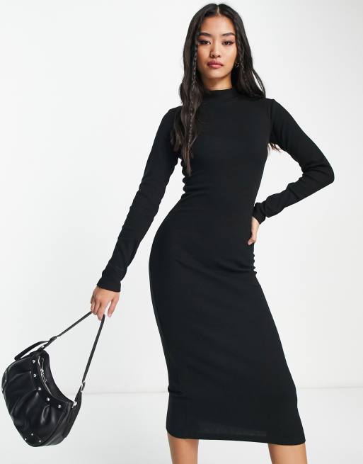 Long Sleeve Jersey Maxi Dress in Black - Roman Originals UK