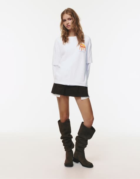 Pull&Bear Furniture slogan t-shirt in ice