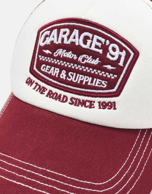 Pull&Bear Garage'91 Trucker-Cap in Burgunderrot, 2 von 5