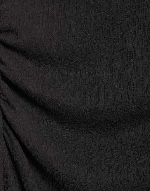 Pull&Bear Gathered knot midi dress in dark grey, 7 of 7