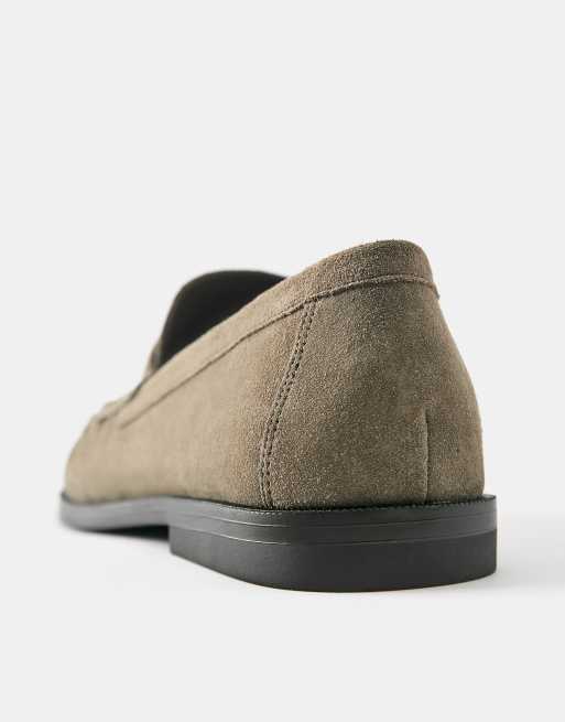 Pull&Bear Gathered leather loafers in brown, 4 of 4