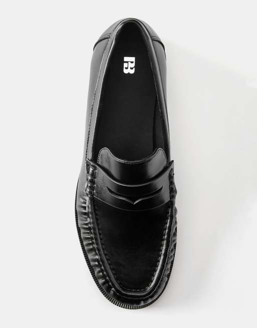 Pull&Bear Gathered loafers in black, 3 of 4