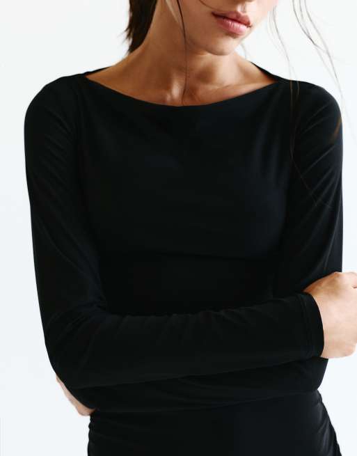 Pull&Bear Gathered short dress in black, 3 of 7