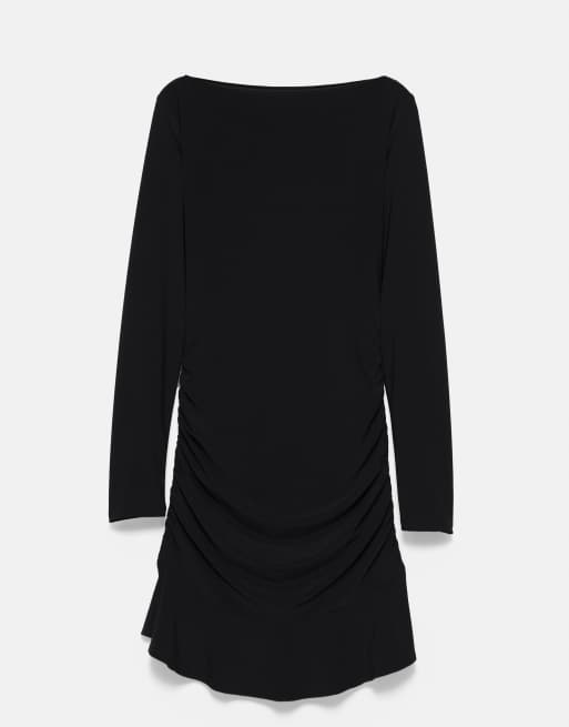 Pull&Bear Gathered short dress in black, 5 of 7
