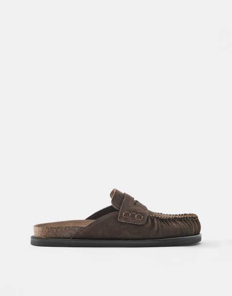Pull&Bear Gathered trim clogs in brown - view 1