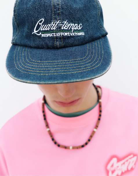 Pull&Bear geborduurde denim pet in blauw - view 1