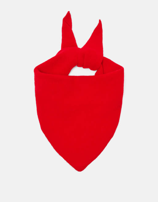 Pull&Bear gebreide driehoeksjaal in rood met wol, 2 van 4