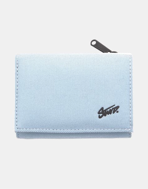 Pull&Bear – Geldbörse aus Stoff in Blau mit schwarzem „STWD“-Logo - view 1