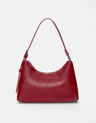 Pull & Bear - Gemusterte Schultertasche mit Schnallendesign-Rot