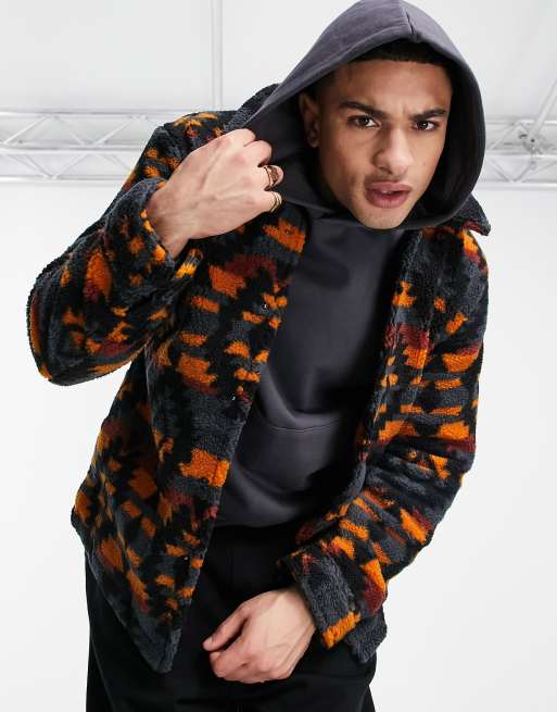 Pull&Bear geo print jacket in orange