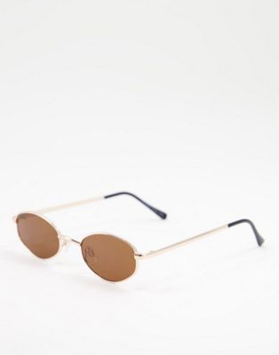Pull&Bear geometric print framed sunglasses with brown lens | ASOS