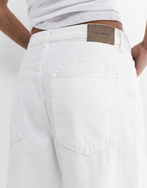 Pull&Bear - Geplooide baggy jeans met ballonpasvorm in wit, 3 van 4