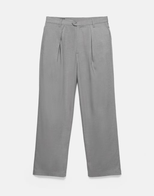 Pull&Bear gerade Anzughose mit Abnähern in Grau, 5 von 7