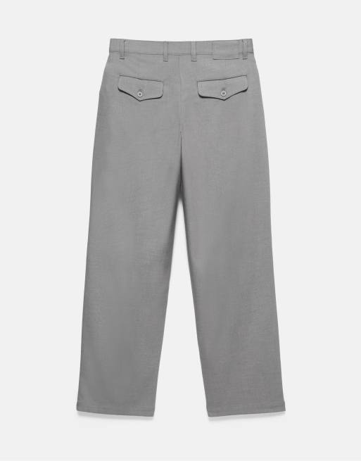 Pull&Bear gerade Anzughose mit Abnähern in Grau, 7 von 7