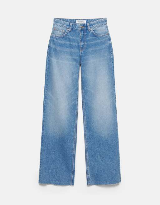 Pull&Bear – Gerade geschnittene Jeans in Indigoblau mit weitem Bein, 5 von 7