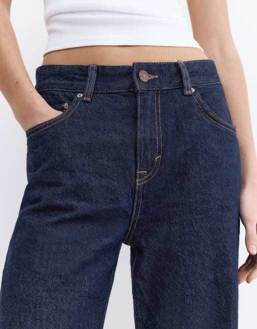 Pull&Bear – Gerade geschnittene Jeans in Tintenblau mit weitem Bein, 3 von 4