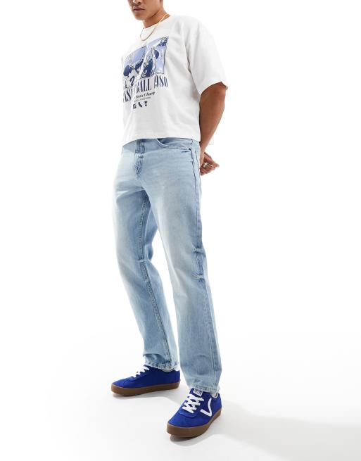 Pull&Bear – Gerade geschnittene Jeans in verwaschenem Vintage-Hellblau