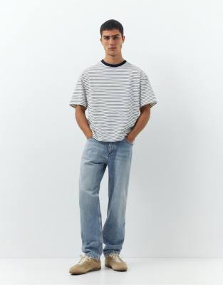 Gerade geschnittene Vintage-Jeans in Mittelblau Blau 36
