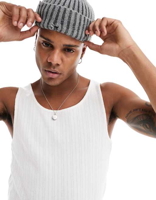 Pull&Bear - Geribbeld hemdje in wit