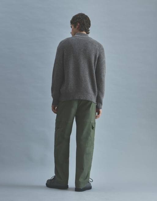 Pull&Bear geribbeld vest met rits in donker antraciet, 2 van 7
