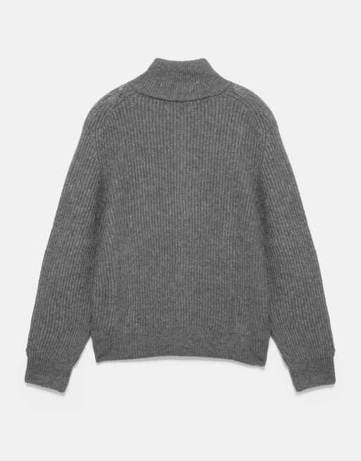 Pull&Bear geribbeld vest met rits in donker antraciet, 7 van 7