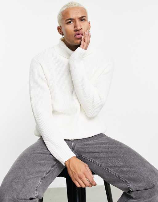 Pull&Bear - Geribbelde coltrui in wit