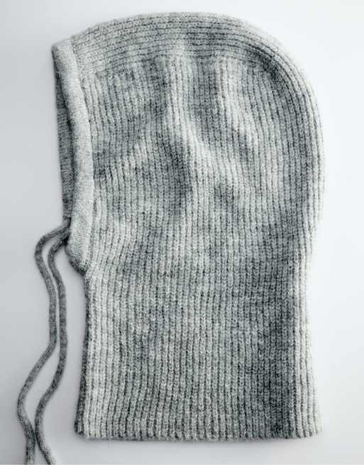 Pull&Bear geribbelde gebreide balaclava in lichtgrijs, 4 van 4