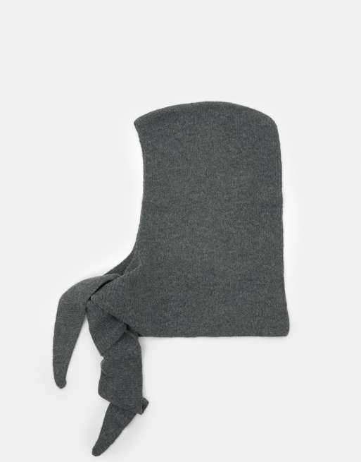 Pull&Bear - Geribbelde gebreide bivakmuts in grijs