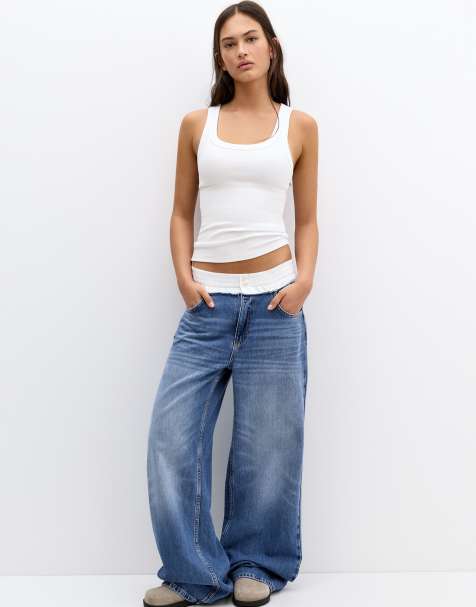 Pull&Bear - Geribbelde tanktop in wit - view 1