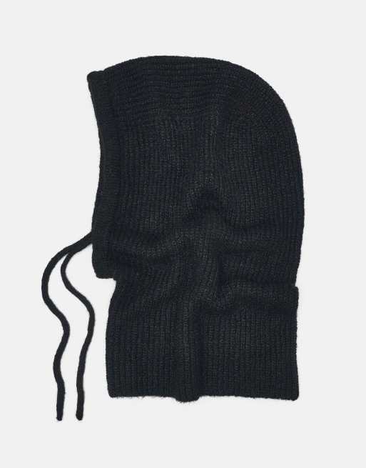 Pull&Bear gerippte Strick-Balaclava in Schwarz, 3 von 4