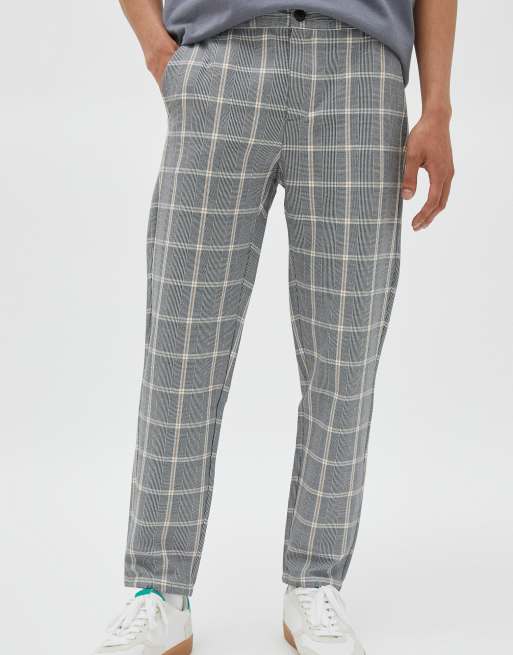 Pull&Bear - Geruite broek in grijs
