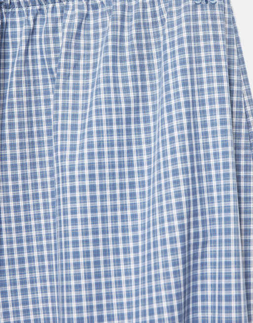 Pull&Bear geruite sarouelbroek in middenblauw, 6 van 7
