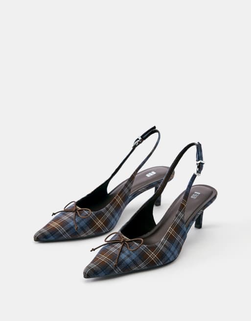 Pull&Bear geruite slingback-hakken in veelkleurig, 2 van 5